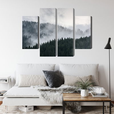 Ljuddämpande tavla - Misty 3d forest landscape