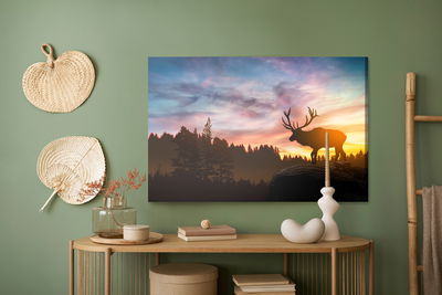 Ljuddämpande tavla - Deer at sunset