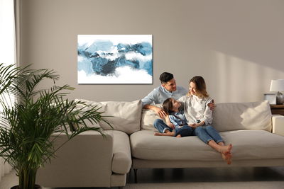 Ljuddämpande tavla - Blue abstract wave