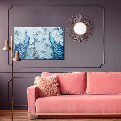 Ljuddämpande tavla - Colorful peacocks – 3d effect