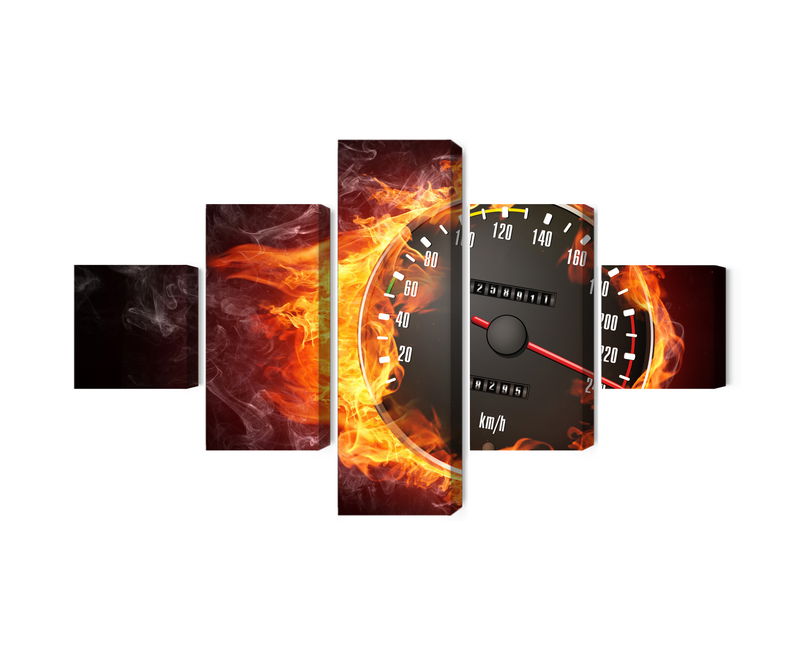 Ljuddämpande tavla - Speedometer in flames