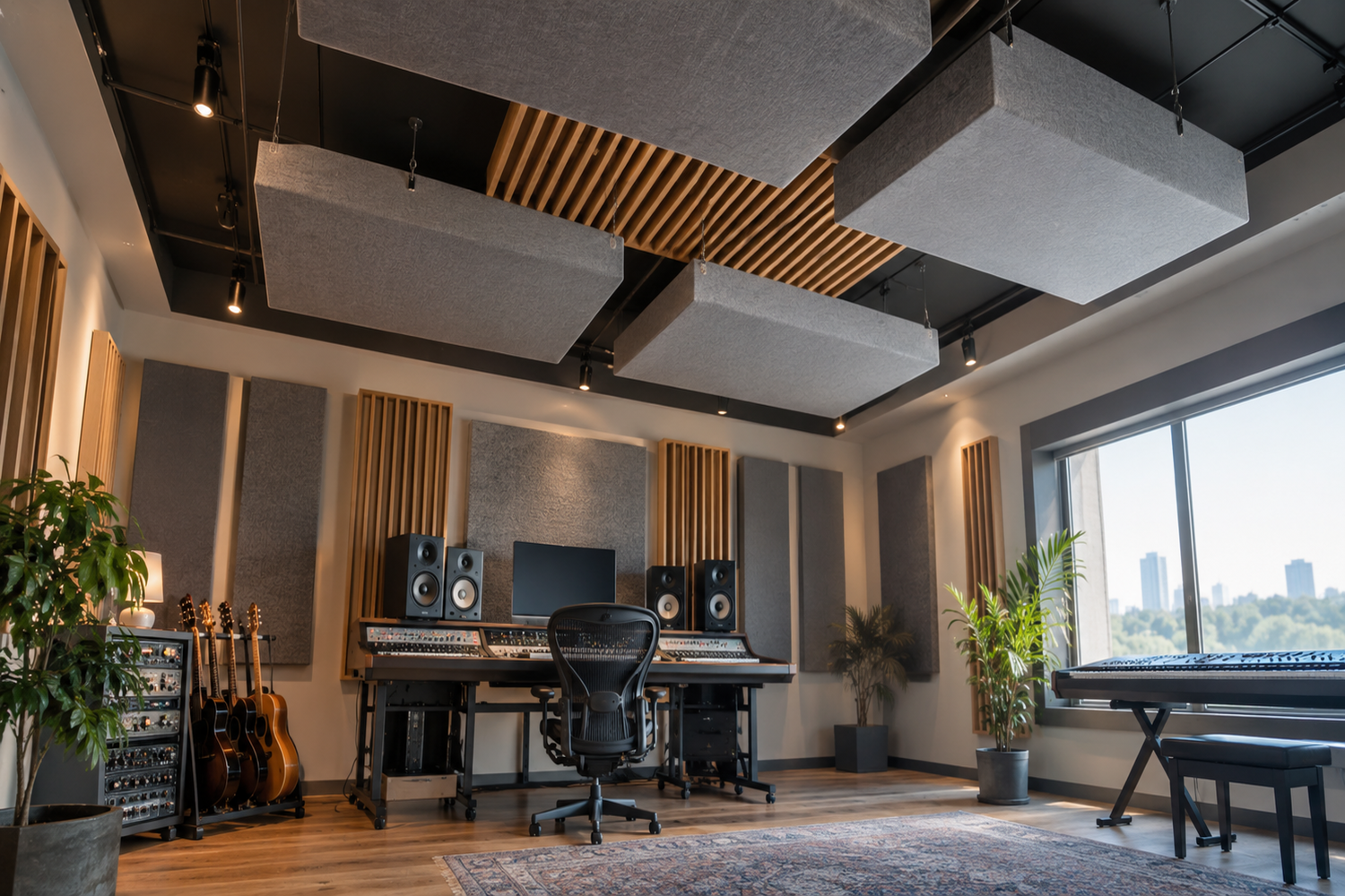 ljudabsorbering i tak för studio