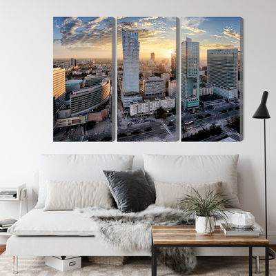 Ljuddämpande tavla - Warsaw skyscrapers at sunset