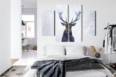Ljuddämpande tavla - Deer in the winter 3d forest