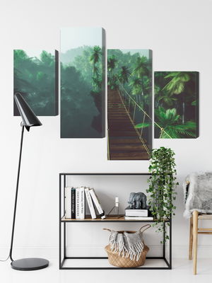Ljuddämpande tavla - Rope bridge in the jungle 3d