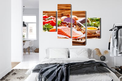 Ljuddämpande tavla - Salmon among vegetables