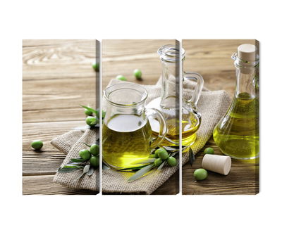 Ljuddämpande tavla - Olive oil with green olives