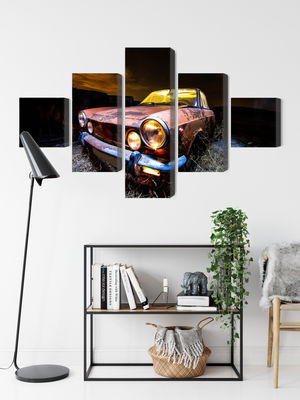 Ljuddämpande tavla - Old abandoned car 3d