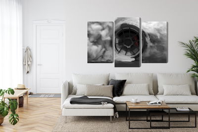 Ljuddämpande tavla - Car wheel in a cloud of 3d