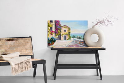Ljuddämpande tavla - Sea and house in santorini