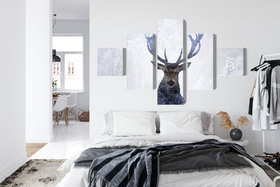 Ljuddämpande tavla - Deer in the winter 3d forest