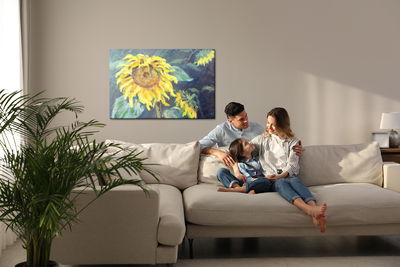 Ljuddämpande tavla - Sunflower flowers as painted