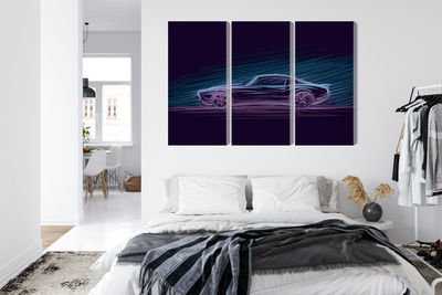 Ljuddämpande tavla - Neon muscle car