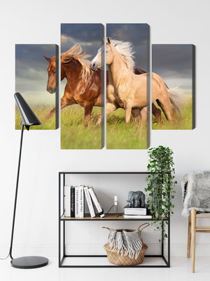 Ljuddämpande tavla - Horses galloping in a 3d