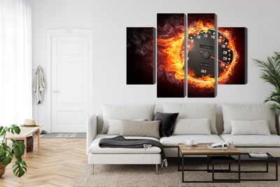 Ljuddämpande tavla - Speedometer in flames