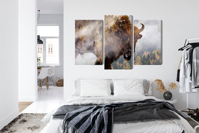 Ljuddämpande tavla - A bison on the background