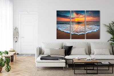 Ljuddämpande tavla - Sunset on the sea 3d