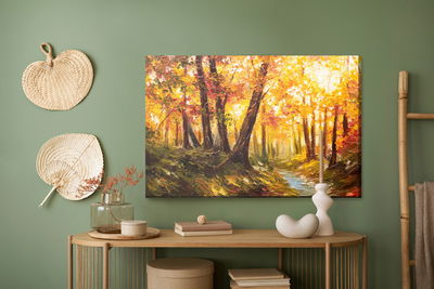 Ljuddämpande tavla - Autumn forest near the river