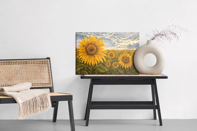 Ljuddämpande tavla - Sunflower field as painted 3d
