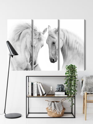 Ljuddämpande tavla - Two horses on a white