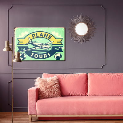 Ljuddämpande tavla - Plane and retro lettering