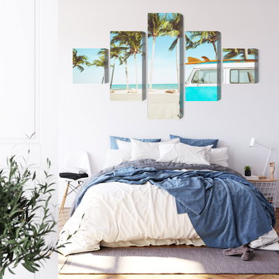 Ljuddämpande tavla - Retro car on the beach 3d