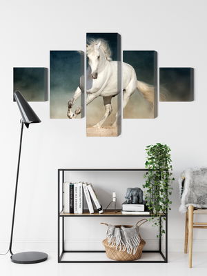 Ljuddämpande tavla - A white horse at a gallop