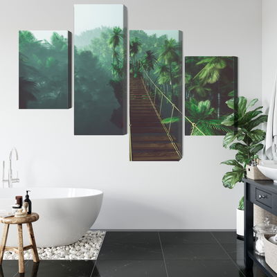 Ljuddämpande tavla - Rope bridge in the jungle 3d