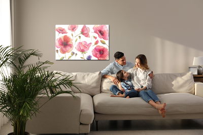 Ljuddämpande tavla - Wild poppies painted