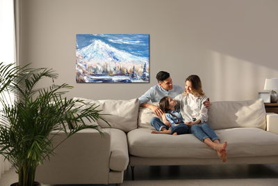 Ljuddämpande tavla - Winter mountain landscape