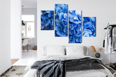 Ljuddämpande tavla - Blue hydrangea flowers close