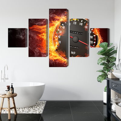 Ljuddämpande tavla - Speedometer in flames