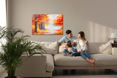 Ljuddämpande tavla - Forest landscape in autumn