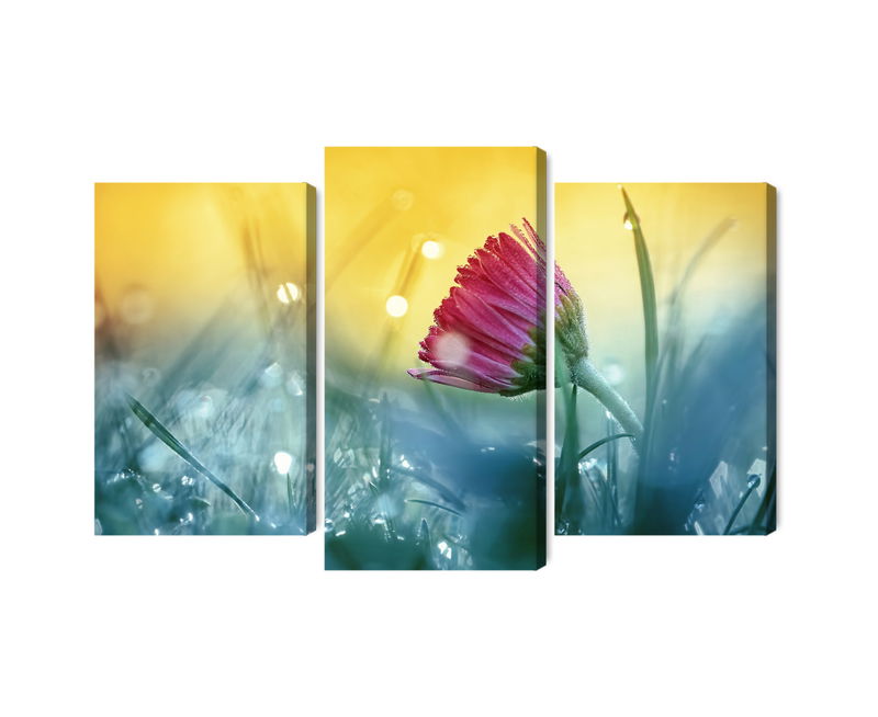 Ljuddämpande tavla - Pink flower on a 3d meadow