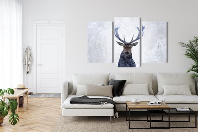 Ljuddämpande tavla - Deer in the winter 3d forest