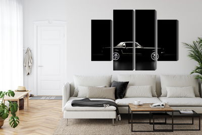 Ljuddämpande tavla - Black retro car on a dark