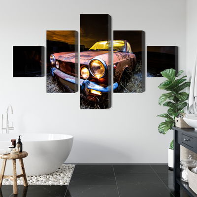 Ljuddämpande tavla - Old abandoned car 3d