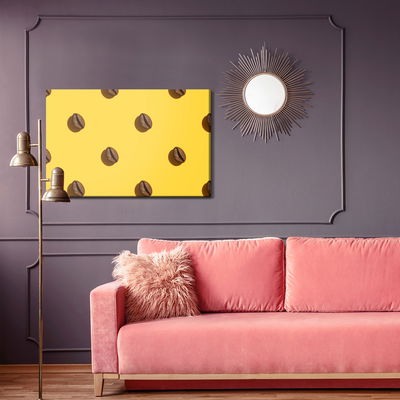 Ljuddämpande tavla - Coffee beans on a yellow