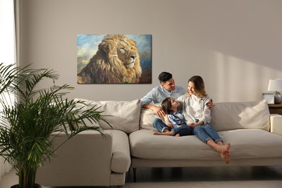 Ljuddämpande tavla - Majestic 3d lion