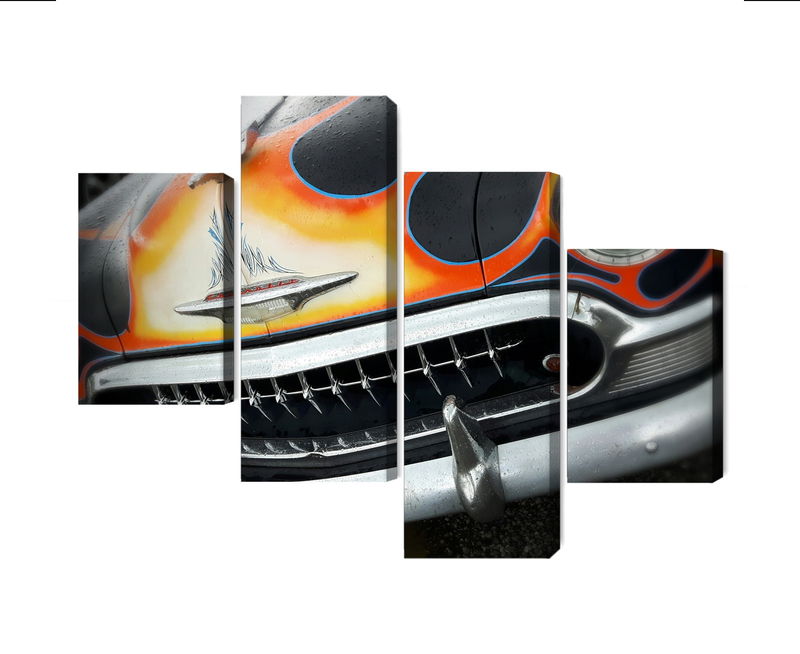 Ljuddämpande tavla - Historic car with flames