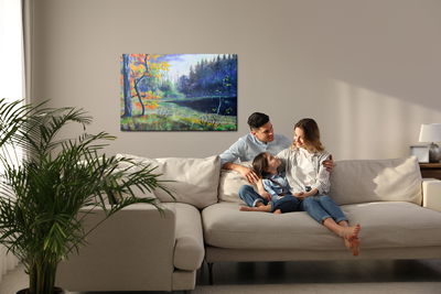 Ljuddämpande tavla - Autumn forest in the evening