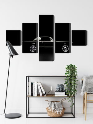 Ljuddämpande tavla - Black retro car on a dark