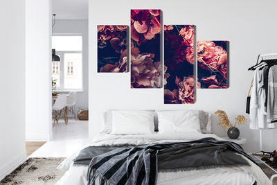 Ljuddämpande tavla - Colorful flowers in a retro