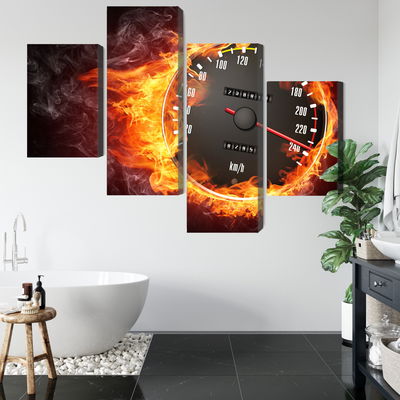 Ljuddämpande tavla - Speedometer in flames