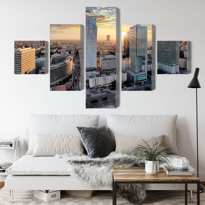 Ljuddämpande tavla - Warsaw skyscrapers at sunset