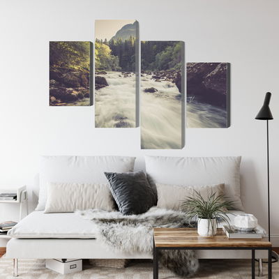 Ljuddämpande tavla - Mountain river in the forest