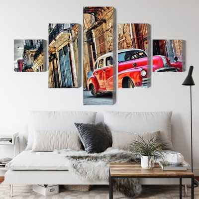 Ljuddämpande tavla - Old american car and havana