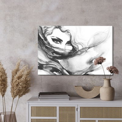 Ljuddämpande tavla - Black and white female face