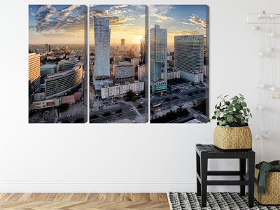 Ljuddämpande tavla - Warsaw skyscrapers at sunset