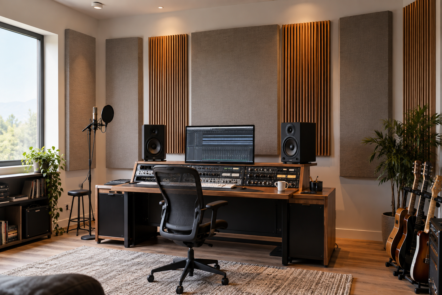 ljudabsorbering på vägg för studio